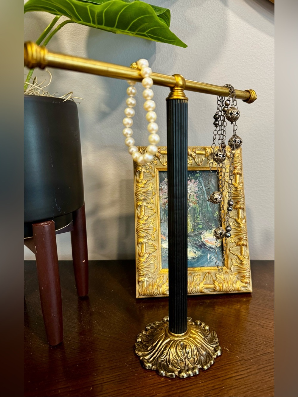 Vintage Brass T-Bar Jewelry 💍 Display Stand Necklace Tree 11”-10.5”